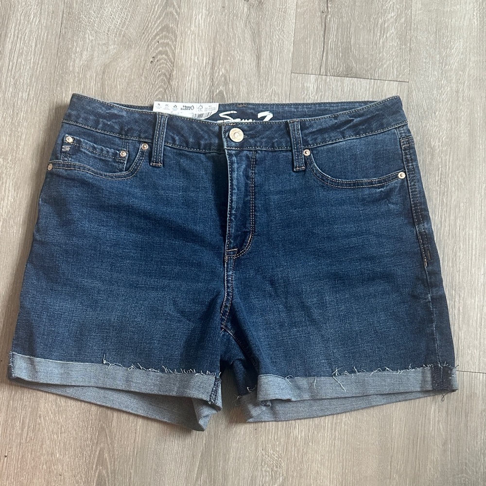 Seven7 Dark Blue Denim Roll Cuff Shorts